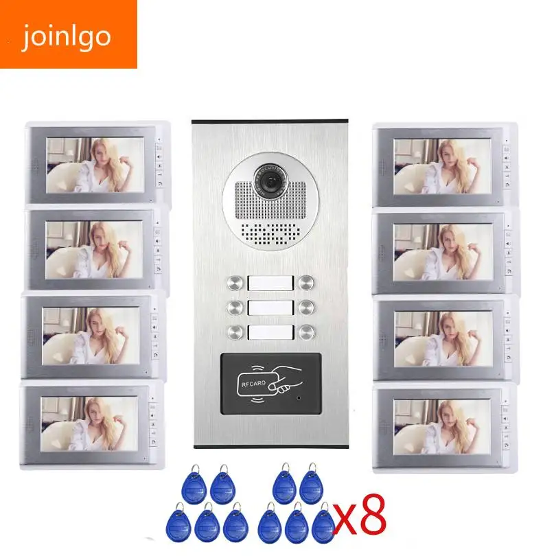 7 ''монитор видео домофон RFID Камера дверной звонок с 6 / 8 10/ 12 единиц телефон