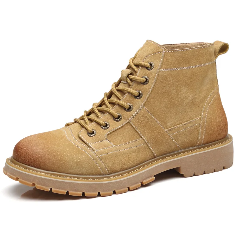 

Mens Genuine Leather Military Boots Desert Tactical Combat Army Ankle Boots Cowboy High Top Safety Work Shoes Waterproof Booties