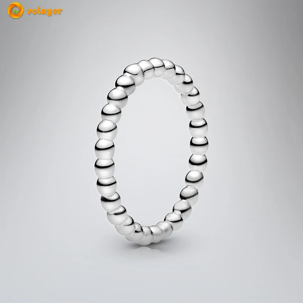 

Volayer 925 Sterling Silver Ring Round Beaded Ring Original 925 Women Rings Ngagement Rings for Women Jewelry Making Gift