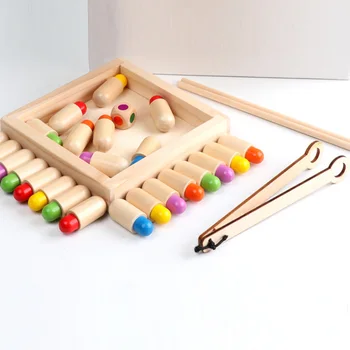 

2020 Fashion Baby Intelligence 2 In 1 Wooden Memory Match Chess Game Clip Beads Early Learning Toy Kids Early Educational Toy