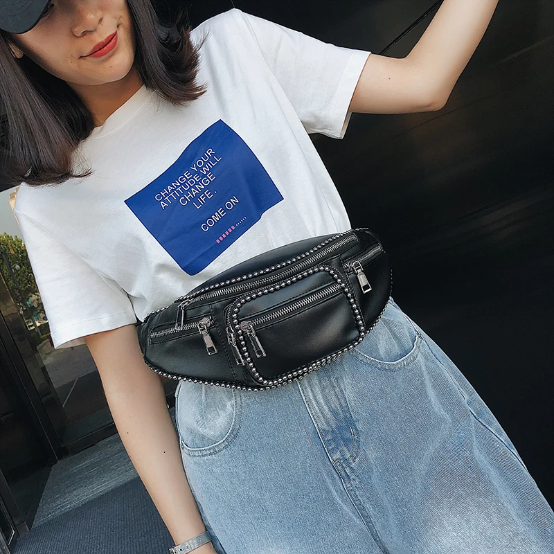 Luxury Handbags Women Bags Designer Belt Bag Personalized Fashion Chest Chain Girl Crossbody Women's Rivet Shoulder | Багаж и сумки