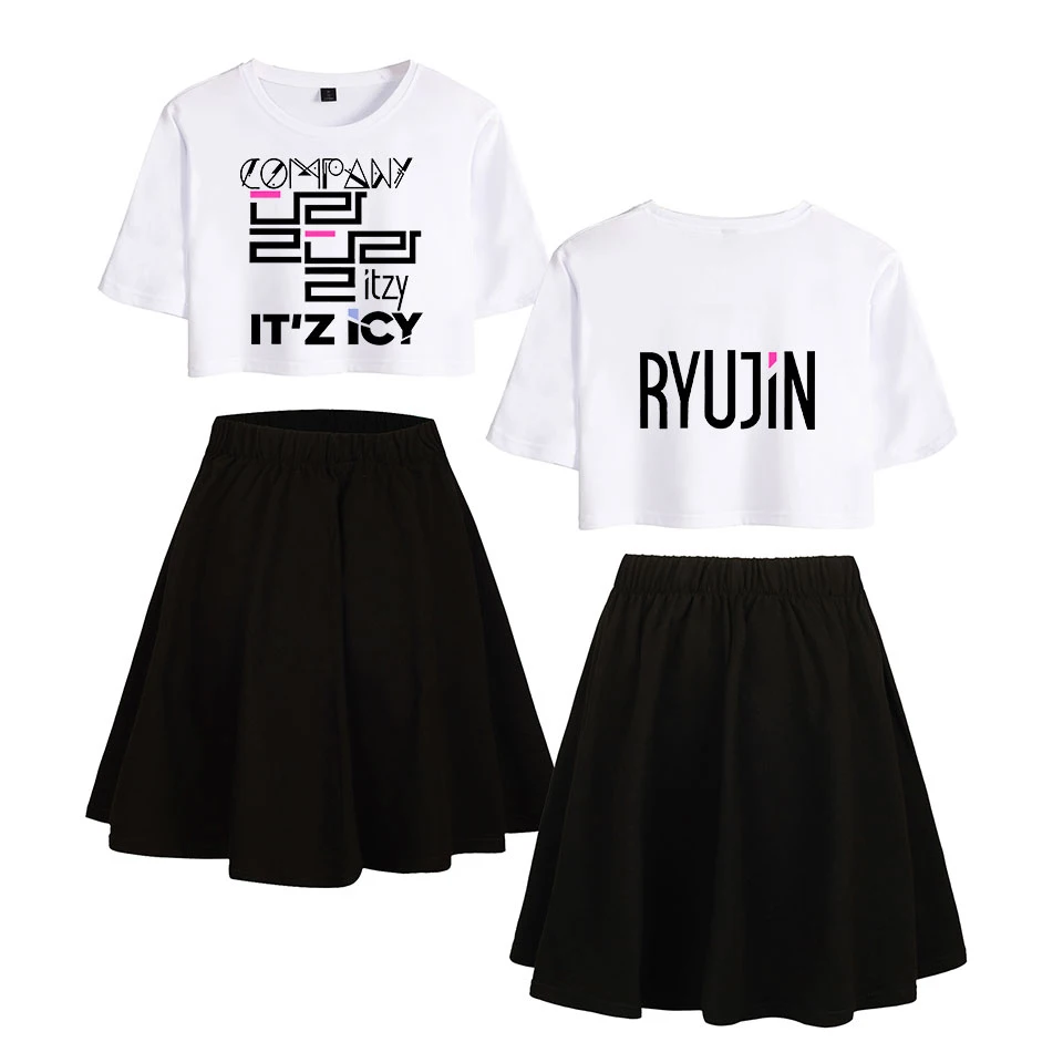 Two Piece Set 2 Piece Set Women  letter  ITZICY RYUGIN  Crop Top And Skirt Set Matching Sets Woman Two Pieces Outfits White