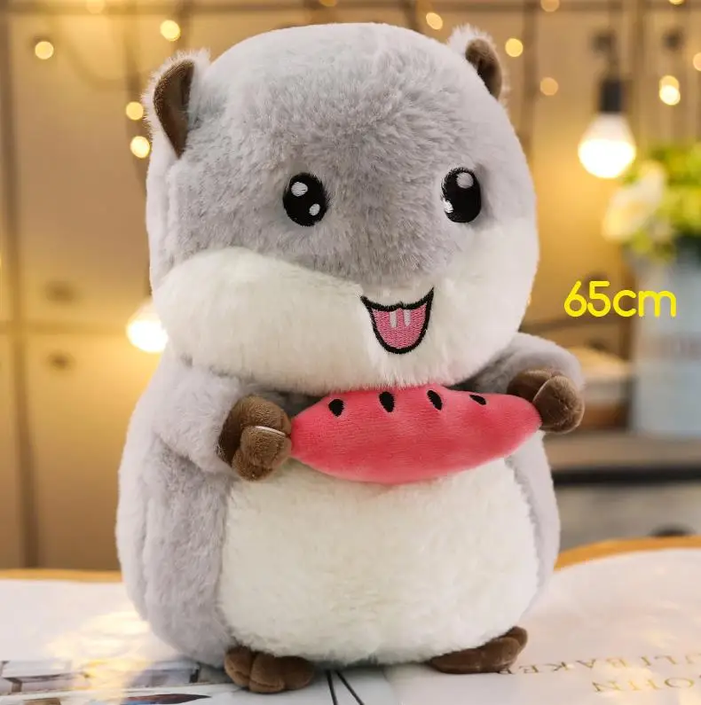 1 шт. 35/45/65 см Прекрасный держа фруктовый хомяк плюшевые игрушки kawaii мягкие игрушки для животных с одеяло милые куклы на день рождения подарки на Рождество - Цвет: 65CM grey