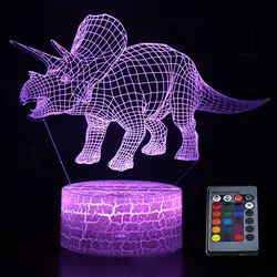 Изменение цвета Регулируемая яркость пульт дистанционного управления USB 3D динозавр украшение Led настольная прикроватная тумбочка