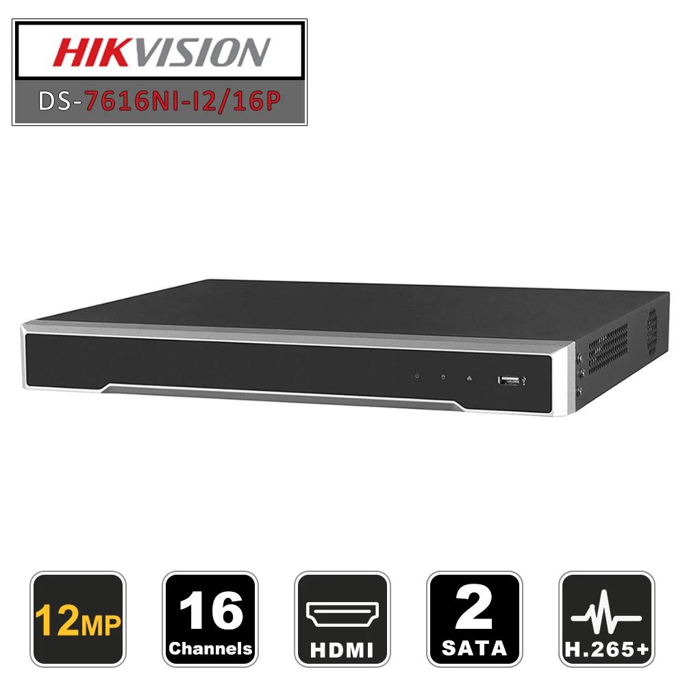 Hikvision DS-7616NI-I2/16 P английская версия H265 16-канальный NVR с 2SATA и 16 POE портами HDMI штепсельный разъем VGA& play NVR POE 16ch VCA