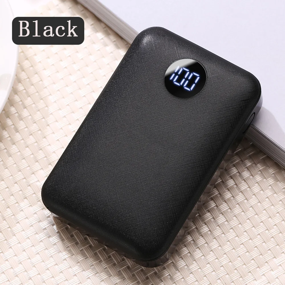 Black Внешний аккумулятор для мобильного телефона 10000 мАч с двойным USB, быстрая зарядка для iphone xiaomi mi, портативное зарядное устройство mi ni, внешний аккумулятор - Цвет: Black