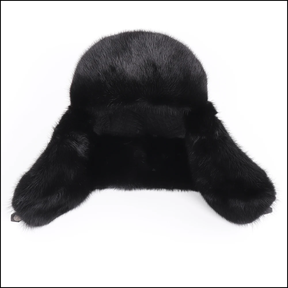 Новое поступление мужская Роскошная натуральная норковая меховая шапка зимняя русская Мужская теплая настоящая норковая шапка мужская Натуральная овечья кожа шапки-бомберы