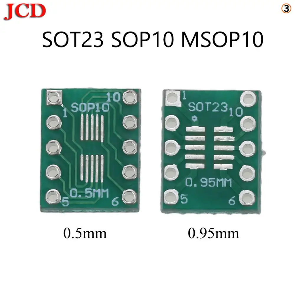 JCD комплект печатной платы SMD поворот к DIP SOP MSOP SSOP TSSOP SOT23 8 10 14 16 20 24 28 SMT к DIP SMD преобразователь адаптера - Цвет: No3 SOT23 SOP10