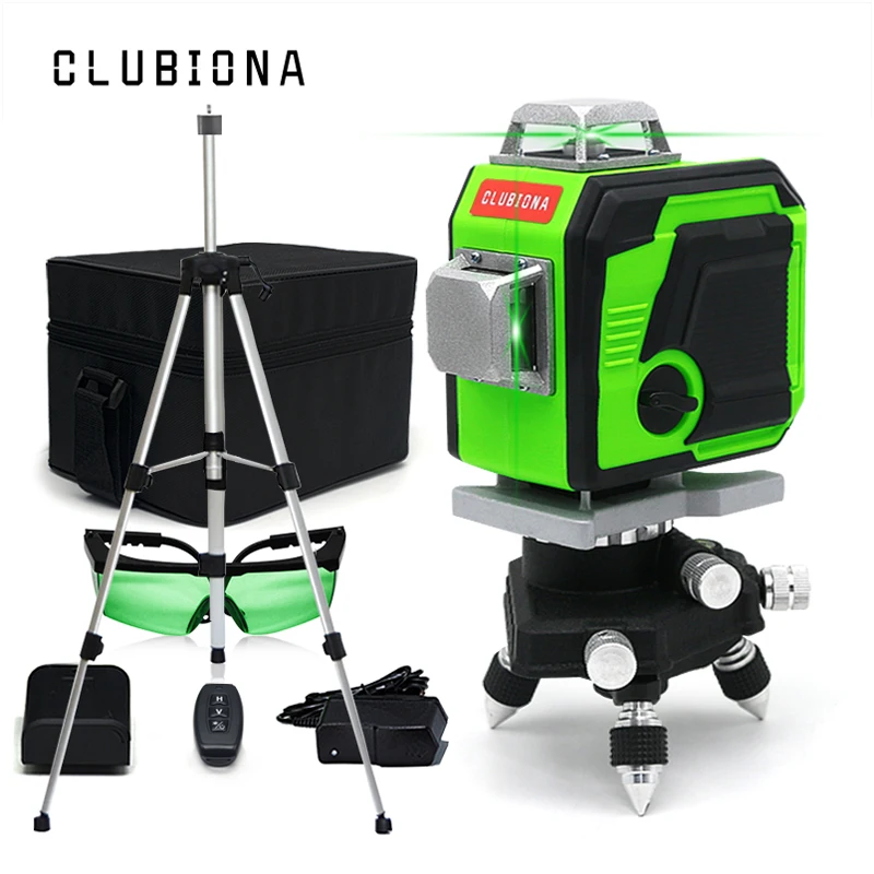 CLUBIONA Line laser level 3D Self Leveling 360 4000mAh battey Green Beam Line Horizontal And Vertical Cross For Remote Control|Laser Levels| - AliExpress
