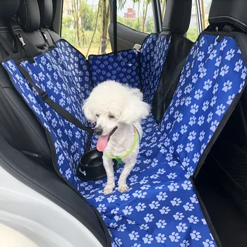 

View Mesh Waterproof Pet Carrier Car Rear Back Seat Cover Traval Print Claw Blue Traval Dog Mat Hammock Cushion Protector