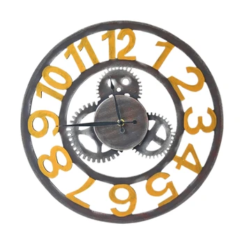 

Vintage Roman Clock Retro European Gear Wall Clock European Steampunk Gear Wall Home Decoration Modern Design 3D Wall Clock