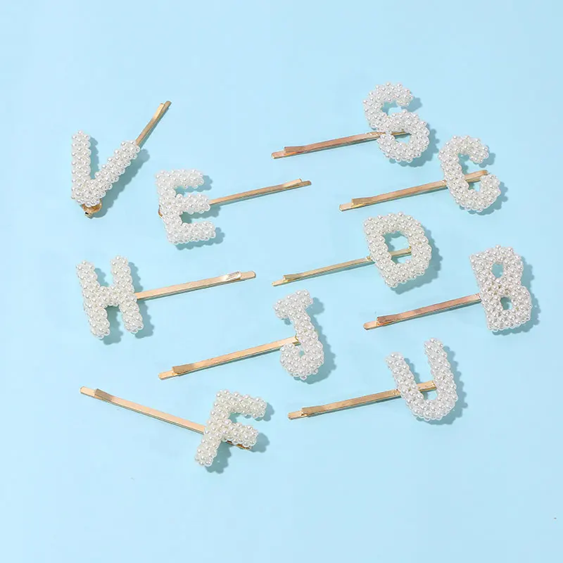 1pc random 26 letter Коми за, заколки для волос, набор для женщин, фирменный дизайн, ювелирное изделие для волос, ракушка, искусственный жемчуг, кристаллы, заколки для волос, заколка, подарки A10312 - Окраска металла: 1pc random 26 letter