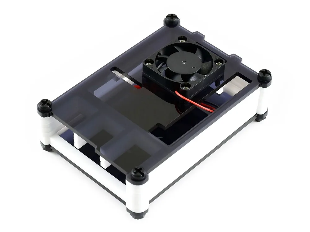 Waveshare Black/White Acrylic Case for Raspberry Pi 4 Model B, with Cooling Fan,dust resistance, good heat spreading
