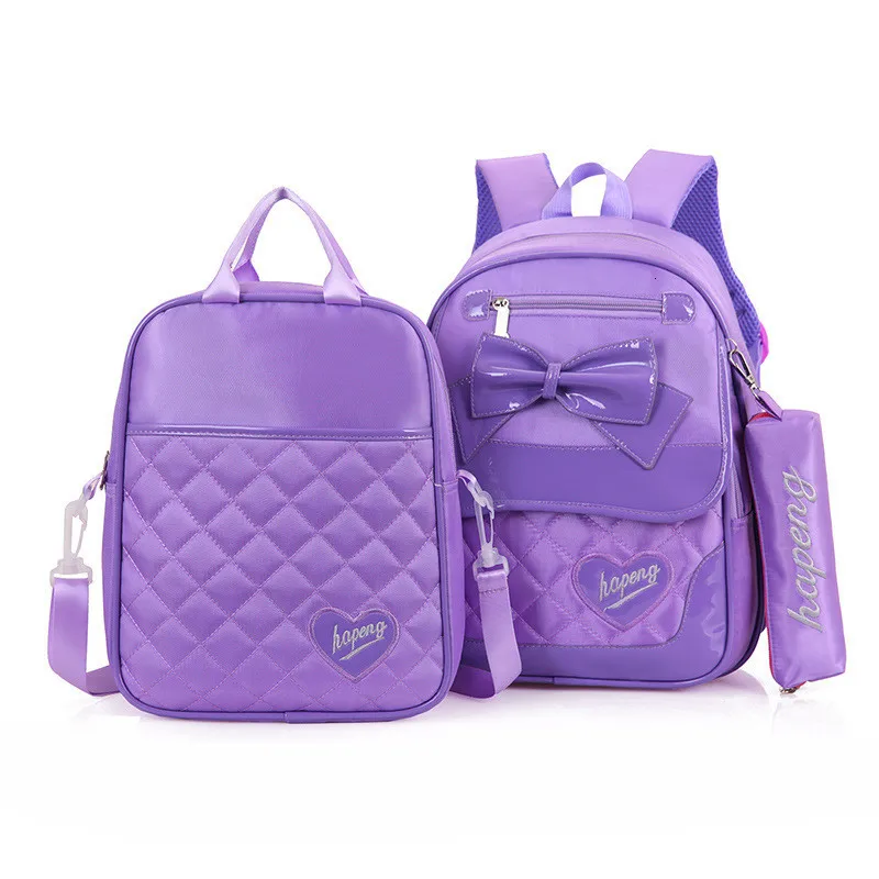 small purple Для детей, для девочек, с мультяшным принтом, 2 шт./компл. школьный рюкзак для детей, школьные рюкзаки, рюкзаки сумки для детского сада, для маленьких мальчиков и девочек, портфели для школьников сумка mochila infantil - Цвет: small purple