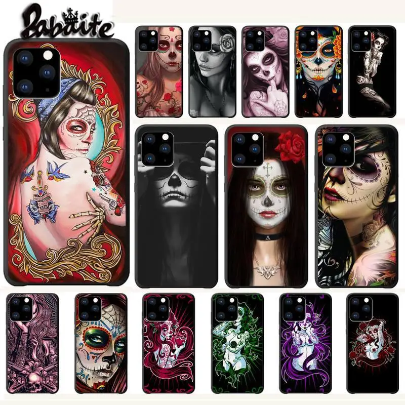 Роскошный чехол для телефона Funda Funny Sugar Skull Girl Tattoo Iphone 5s Se 2020 6 6s 7 8 Plus X Xs Max Xr 11 Pro |