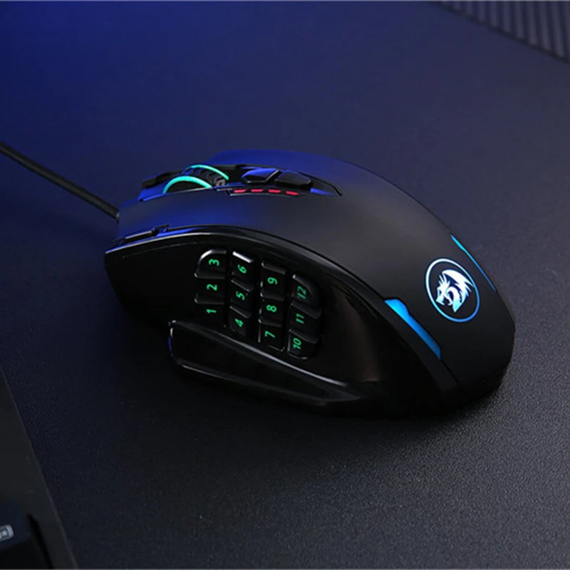 Redragon Impact M908 Wired Laser Gaming Mouse 12400 Dpi 19 Botões Programáveis e Rgb Led Alta Precisão para Mmo - Imagem 4