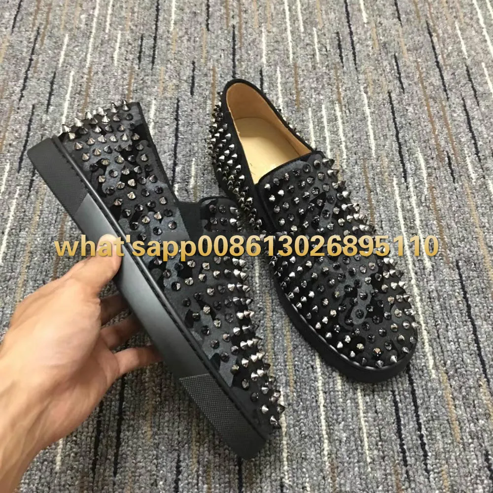 

Low-Cut shoes Red bottom Lace-up Rivets High quality Red bottom shoes Sneakers Leather Loafers 2018 Footwear Spring38-46