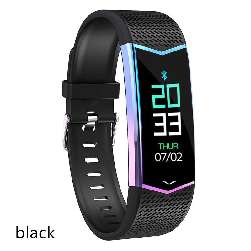 black LV08 смарт-браслет градиентный цветной циферблат мониторинг сердечного ритма спортивный фитнес-трекер Smartwatch IP67 Водонепроницаемый PK Y5 G26S - Color: black