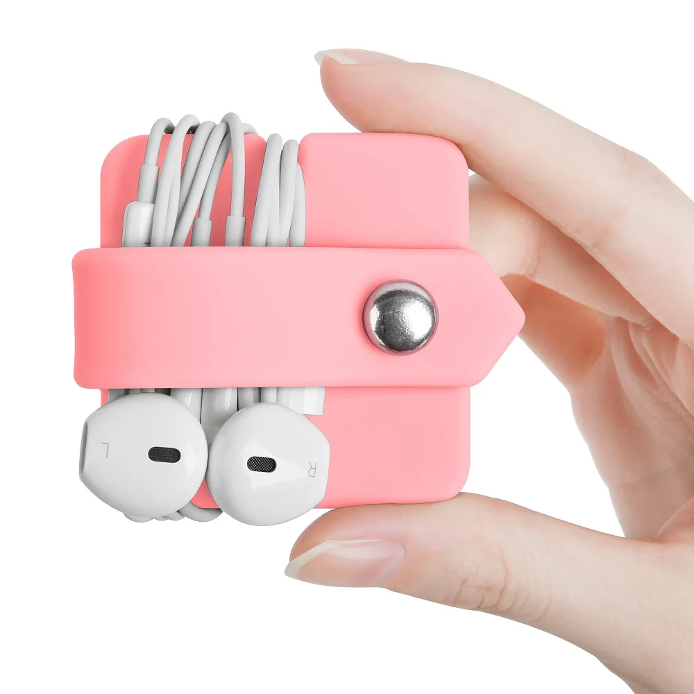 

Winder Headphones Storage Data Cable Winder Silicone Folding Finishing Multicolor White Black Pink Blue Household Car