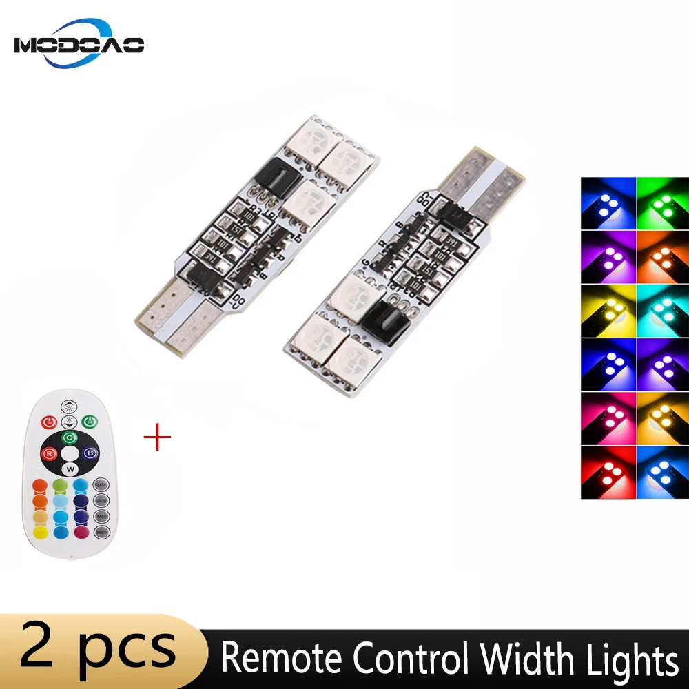 2 шт. автомобисветильник разноцветные лампы T10 5050-6SMD с дистанционным управлением |