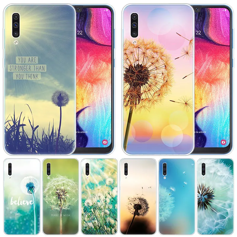 

luxury Silicone Case Dandelion flying flower for Samsung Galaxy A50 A70 A80 A40 A30 A20 A10 A20E A2 CORE A9 A8 A7 A6 Plus 2018