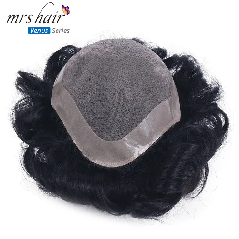 MRS HAIR men s Toupee 100% Remy человеческие волосы кружева тонкий PU заменить мужские т системы Toupees мужские волосы парики