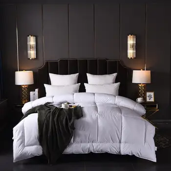 

Luxury Bed Set White Goose/Duck Down Quilt Duvets Thickening Winter Comforters 100% Cotton Cover King Queen Twin Full Size