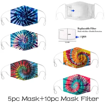 

5pc Mouth Masks Cover for Women Men Outdoor Protection Face Mask Washable Mouth Cover PM 2.5 Dustproof With 10PC Fiters 7.15