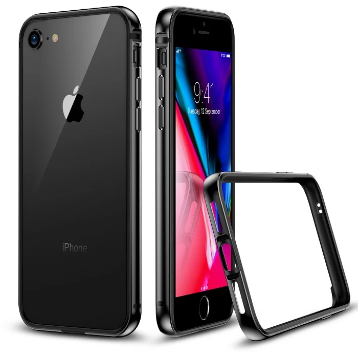 Space Grey Чехол для iPhone 8/8 плюс, ESR металла рамки ультра тонкий Алюминий сплав Универсальный амортизирующий бампер чехол для iPhone 7/7 Plus - Цвет: Space Grey