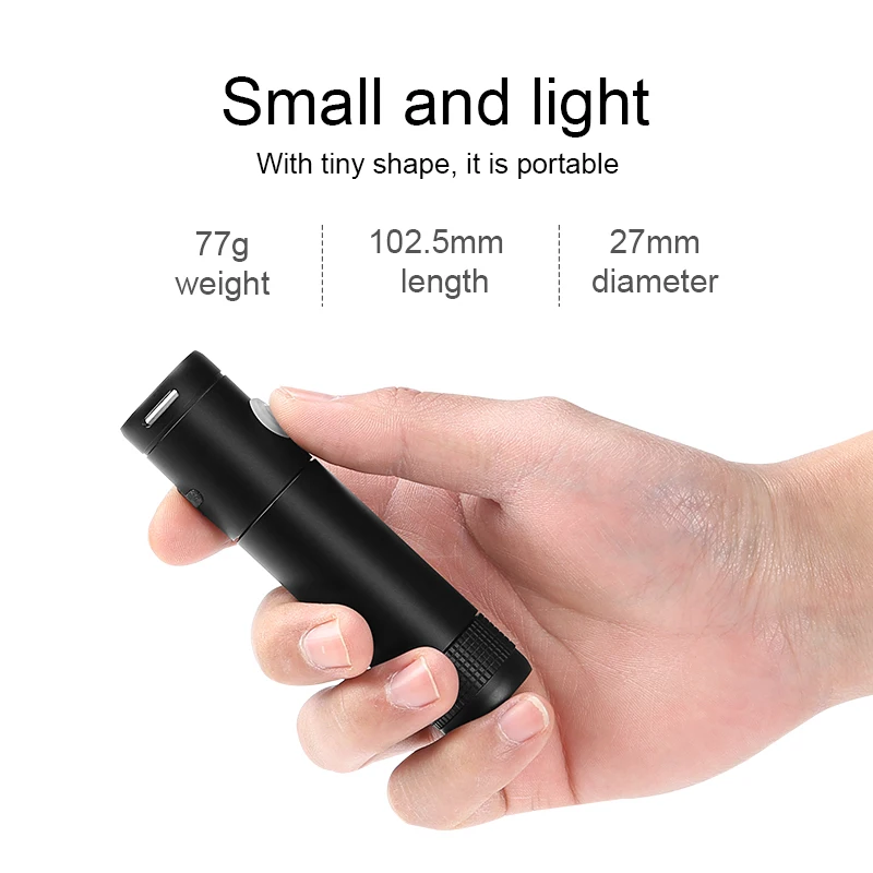 750 Lumen LED Flashlight USB Charging Mini Waterproof Torchlight Hiking Outdoor Alloy Aluminum Bike Front Light Portable