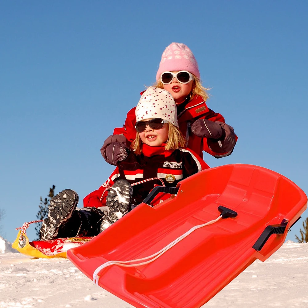 Large Kids Adults Snow Sledge Sleigh Sled Toboggan Pull Rope Downhill Board Boys Girls Winter Outdoor Fun Toy Gift Present