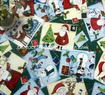 

50*140cm Cotton Plain Weave Christmas Snowman Printed Fabric Sewing Material Quilting Patchwork Needlework DIY Handmade Cloth