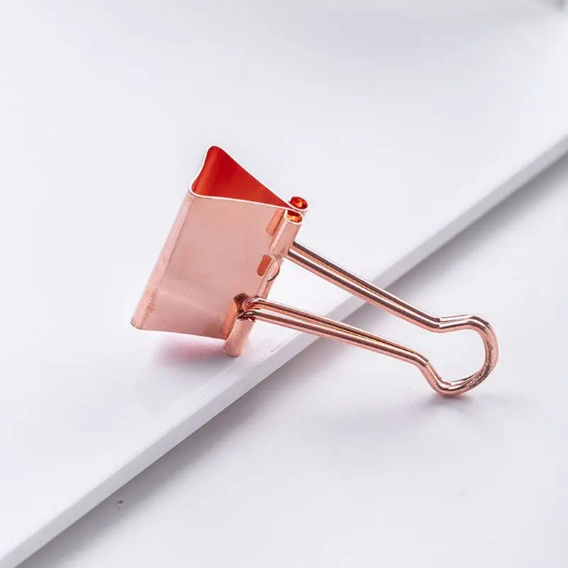 12pcs Binder Clips Rose Gold Paper Clip Clamp Document Photo Ticket Holder Tool School Office Supplies C26