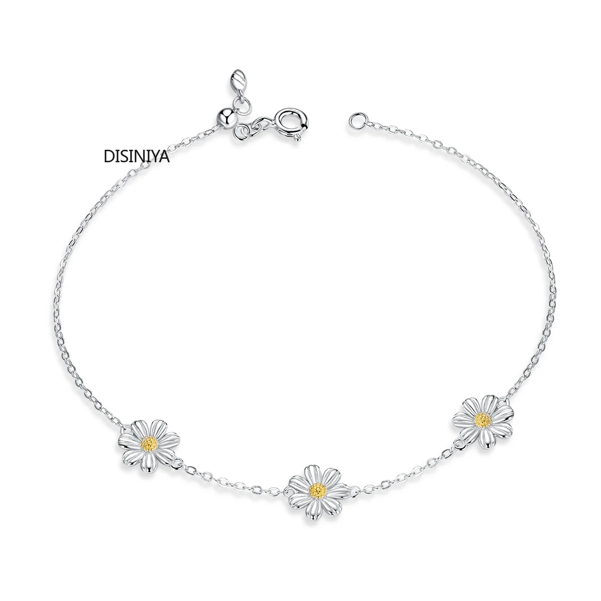 DISINIYA цветок ромашки звено браслет для женщин из натуральной 925 пробы серебро свежие прекрасные подарки антиаллергенный подарок хорошее ювелирное изделие