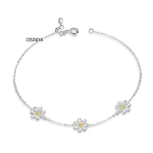 DISINIYA цветок ромашки звено браслет для женщин из натуральной 925 пробы серебро свежие прекрасные подарки антиаллергенный подарок хорошее ювелирное изделие
