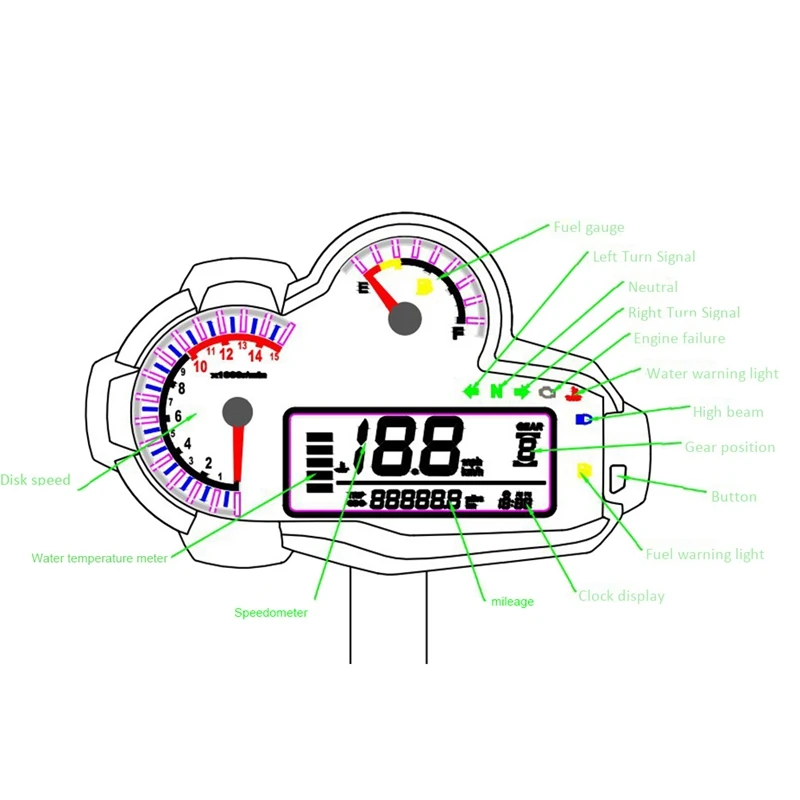 Мотоцикл 2,4 цилиндров 14000 об./мин светодиодный спидометр цифровой одометр для BMW Honda Ducati Kawasaki Suzuki