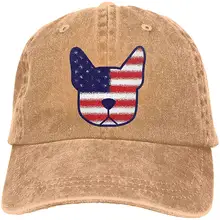 Для мужчин Для женщин американский флаг Бостон-терьеров Бейсбол Кепки деним папа шляпа Кепка-тракер для Кепки