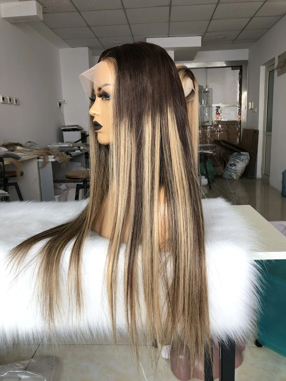 QueenKing волос полный парик шнурка 150% плотность Европейский Cami Цвет Реми волос наращивание волос Реми эффектом деграде(переход от темного к парики T4/4/24 волосы Remy