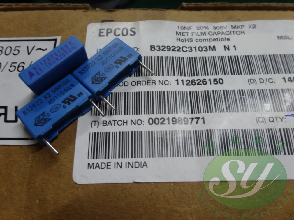 20 шт. EPCOS B32922C3103M 0,01 мкФ 305VAC PCM15 103/305VAC p15mm B32922 0,01 мкФ/305VAC 10nf/305VAC 10N 103