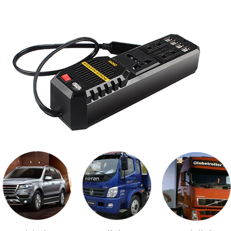 200W фары для автомобилей 4 Порты и разъёмы USB, работающего на постоянном токе 12 В в переменный ток 220V автомобиля Мощность Инвертор адаптер конвертер Прямая