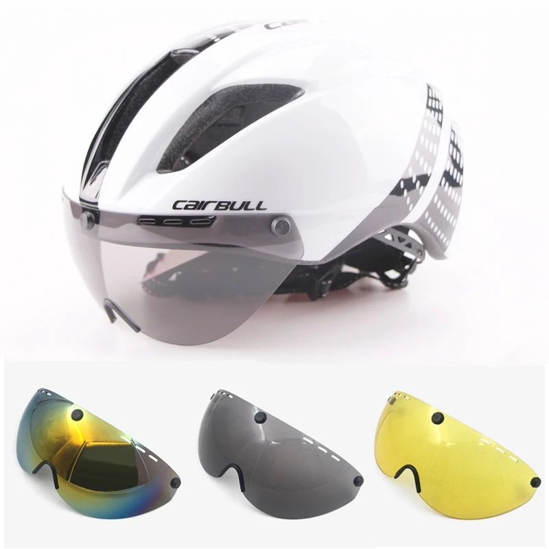 CAIRBULL TT Helmet Time Trial Cycling Helmet Goggles Race Road Bike Helmet with Lens Aero Helmet Bicycle Equipment Casco Ciclism