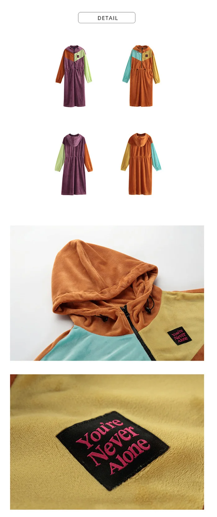 Toyouth хит цвета с длинным рукавом Повседневные платья для женщин осень лоскутное с капюшоном миди платье