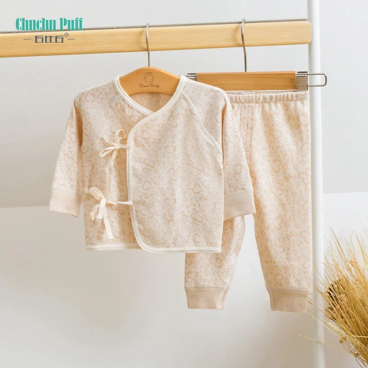 Organic Cotton Unisex Newborn Baby Sleepwear Set with Rope Newborn Baby Girl Clothes Set T-shirt+Casual Pants Infant Clothing