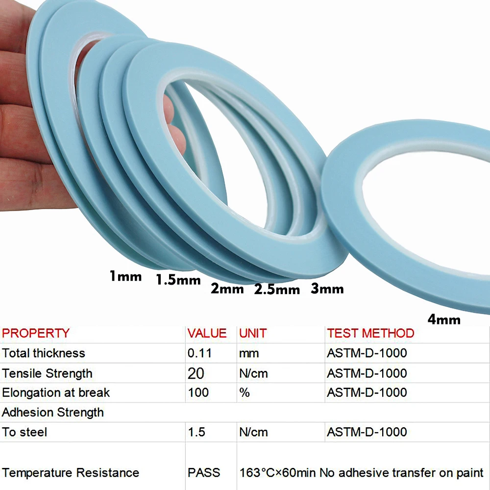 Blue High-Temp Vinyl Thin Fine Line Fineline Masking Tape Painters Tape Automotive Car Auto Painting for Curves masking tape,automotive protective tape