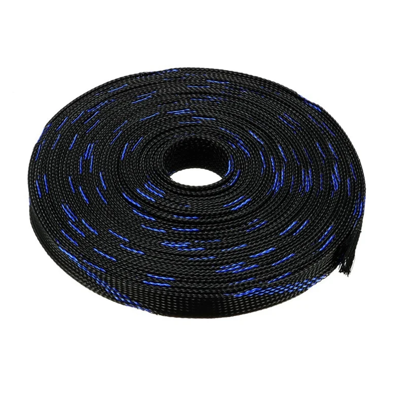 

Promotion! Pet Braided Sleeving 32.8 Feet 10M Expandable Cable Wrap 14mm Diameter Wire Sheath Blue,Black
