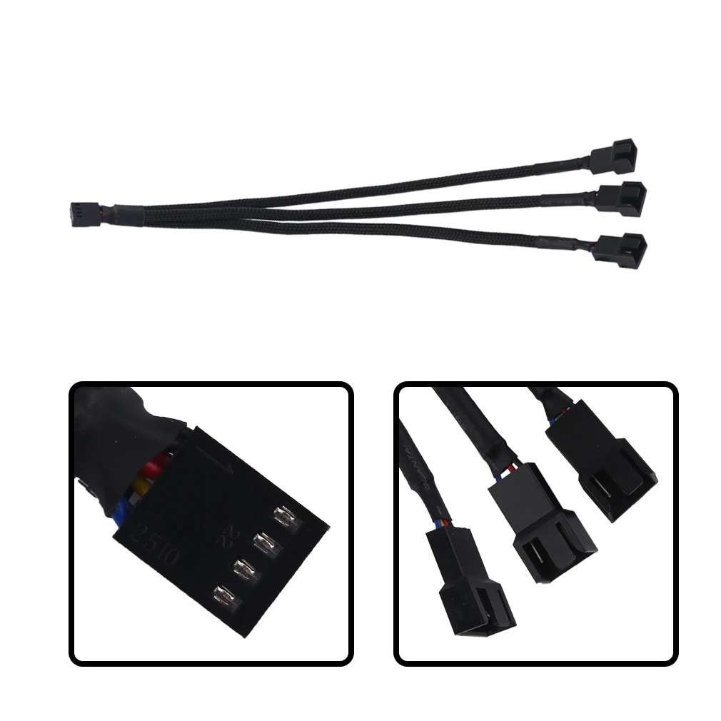 22AWG 30cm Motherboard Internal 3Pin Female Cooling Fan Port 1 To 3 Parallel Link Splitter Power Sleeved Cable | Компьютеры и офис