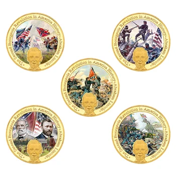 

WR American Civil War Gold Collectible Coins Set Military Souvenir Coin Holder Army Challenge Coins Medal Gift Item Dropshipping