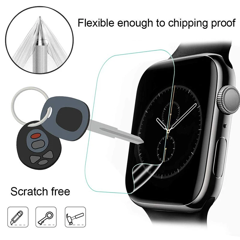 Screen Protector Hydraulic Film For Apple Watch Series 7 6 5 4 3 45mm 41mm 38mm 40mm 42mm 44mm Protective Films Clear Full Cover | Наручные