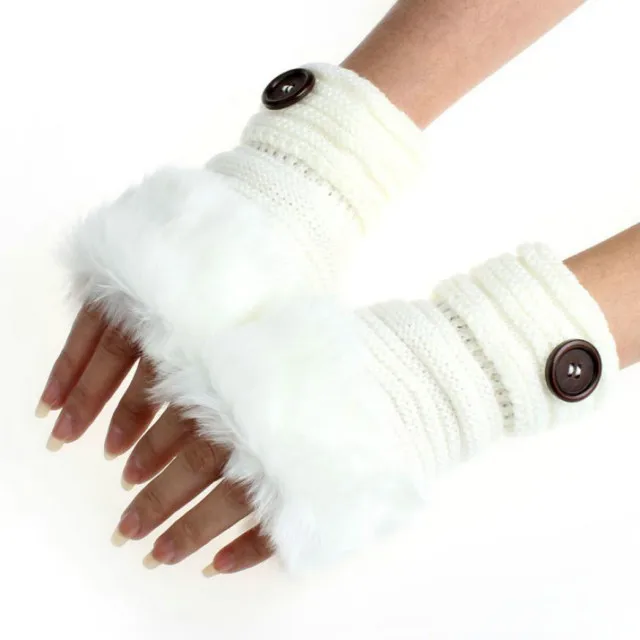 1 Pair Women Girl Warm Winter Faux Rabbit Fur Wrist Fingerless Gloves Mittens 1127 | Дом и сад