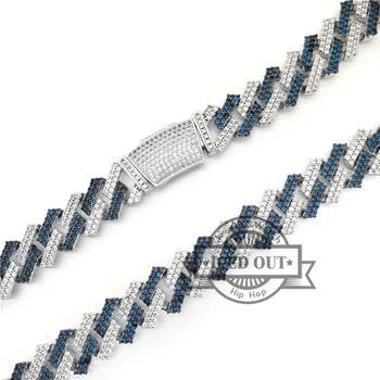 

18K White Gold Lab Diamond Cuban Chain Link Micro Pave Miami Bling Out Iced Necklace